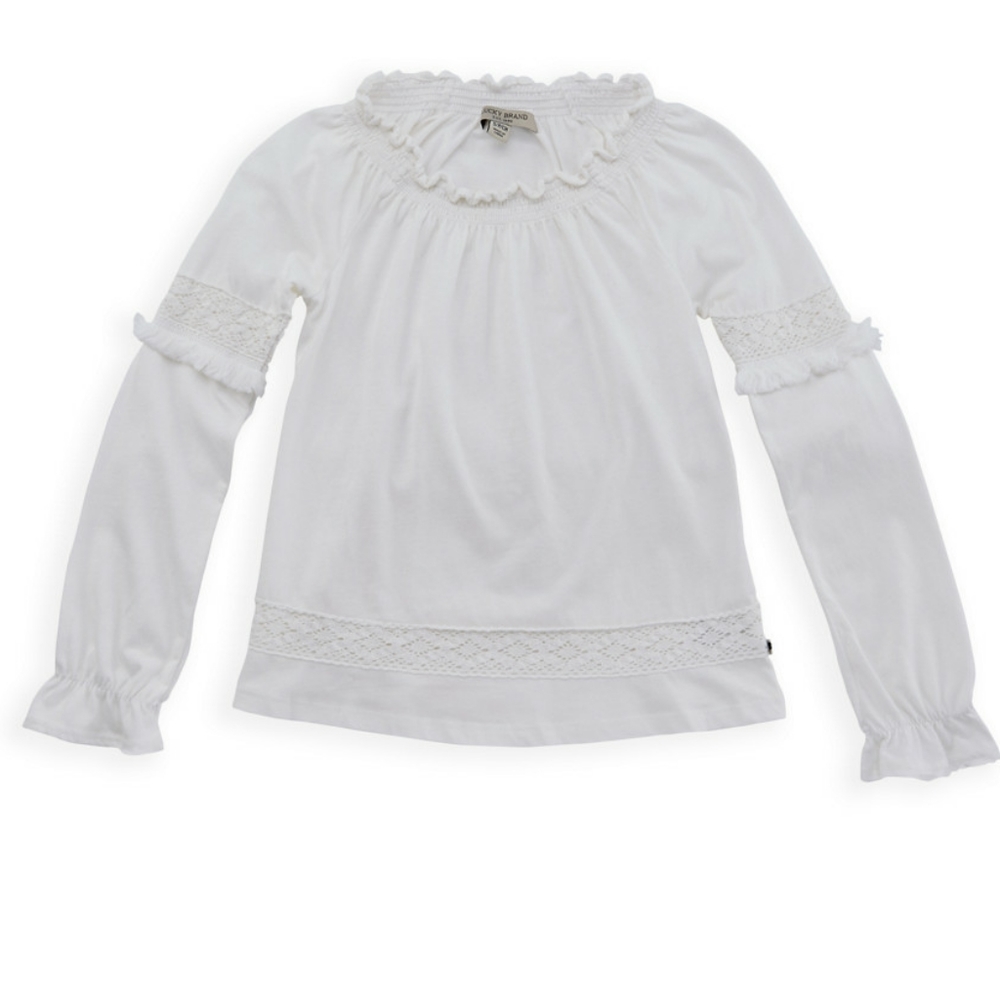 Lucky Brand Girls Smocked Neck Top